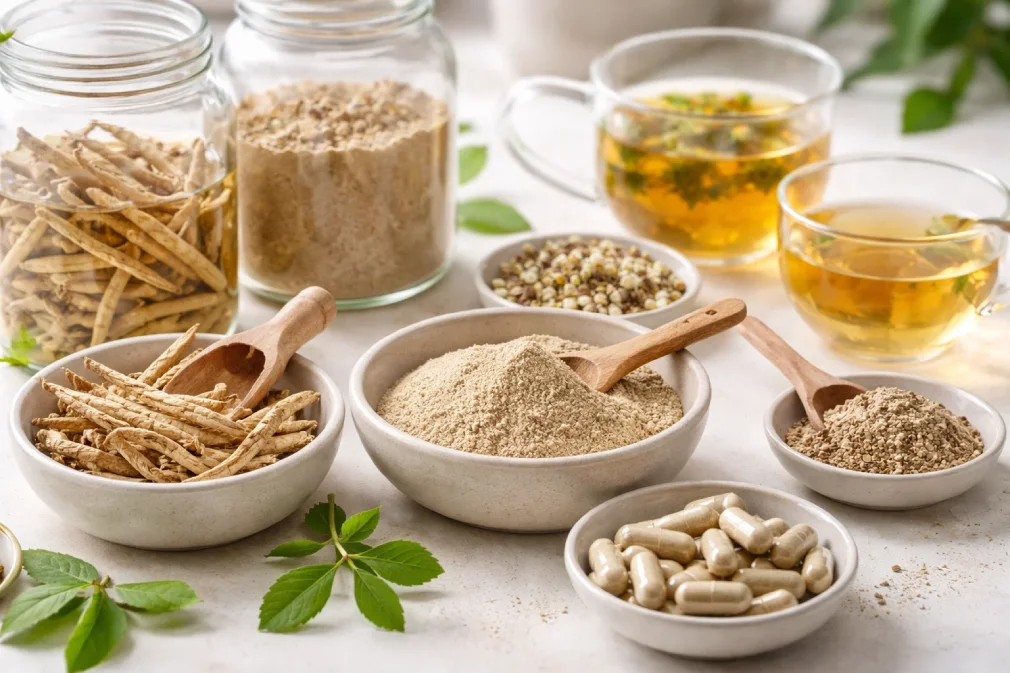 Ayurvedic and herbal treatment for menopause including shatavari and black cohosh.