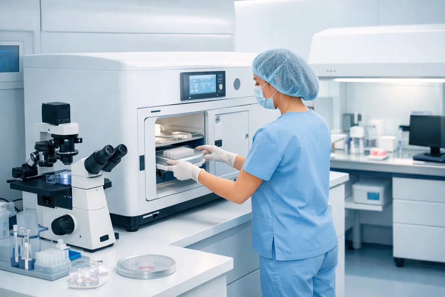 IVF laboratory setup used in fertility treatment for women with endometriosis.