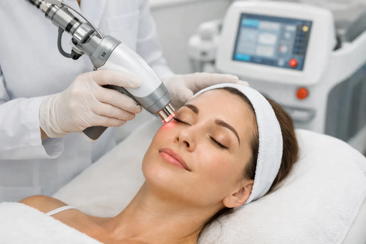 Laser skin rejuvenation treatment being performed at Mayflower Aesthetic Clinic Ahmedabad.