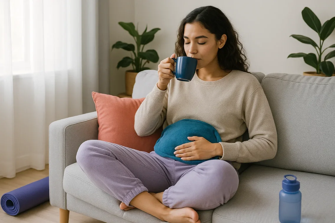 Multidisciplinary hospital team supporting a woman with pelvic pain through medical, physical, and emotional care.