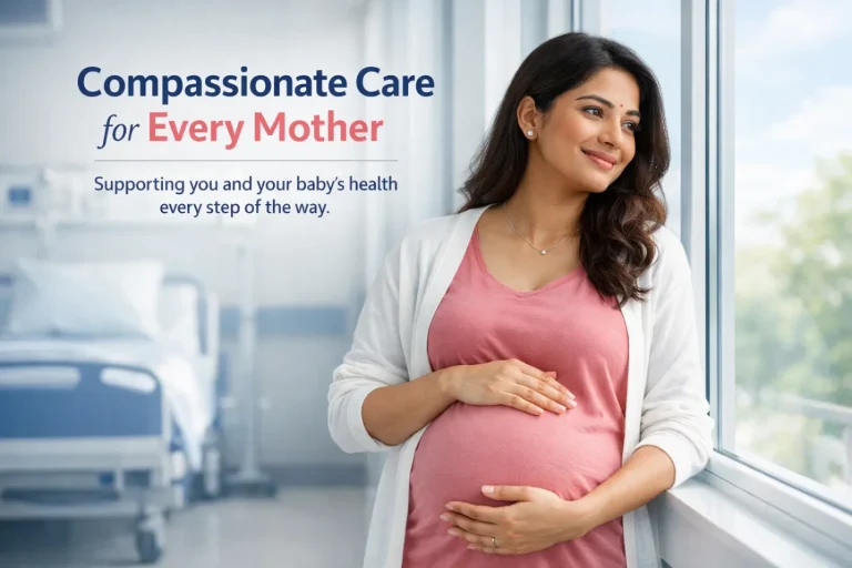 Pregnant woman with endometriosis receiving supportive care in a calm hospital environment.