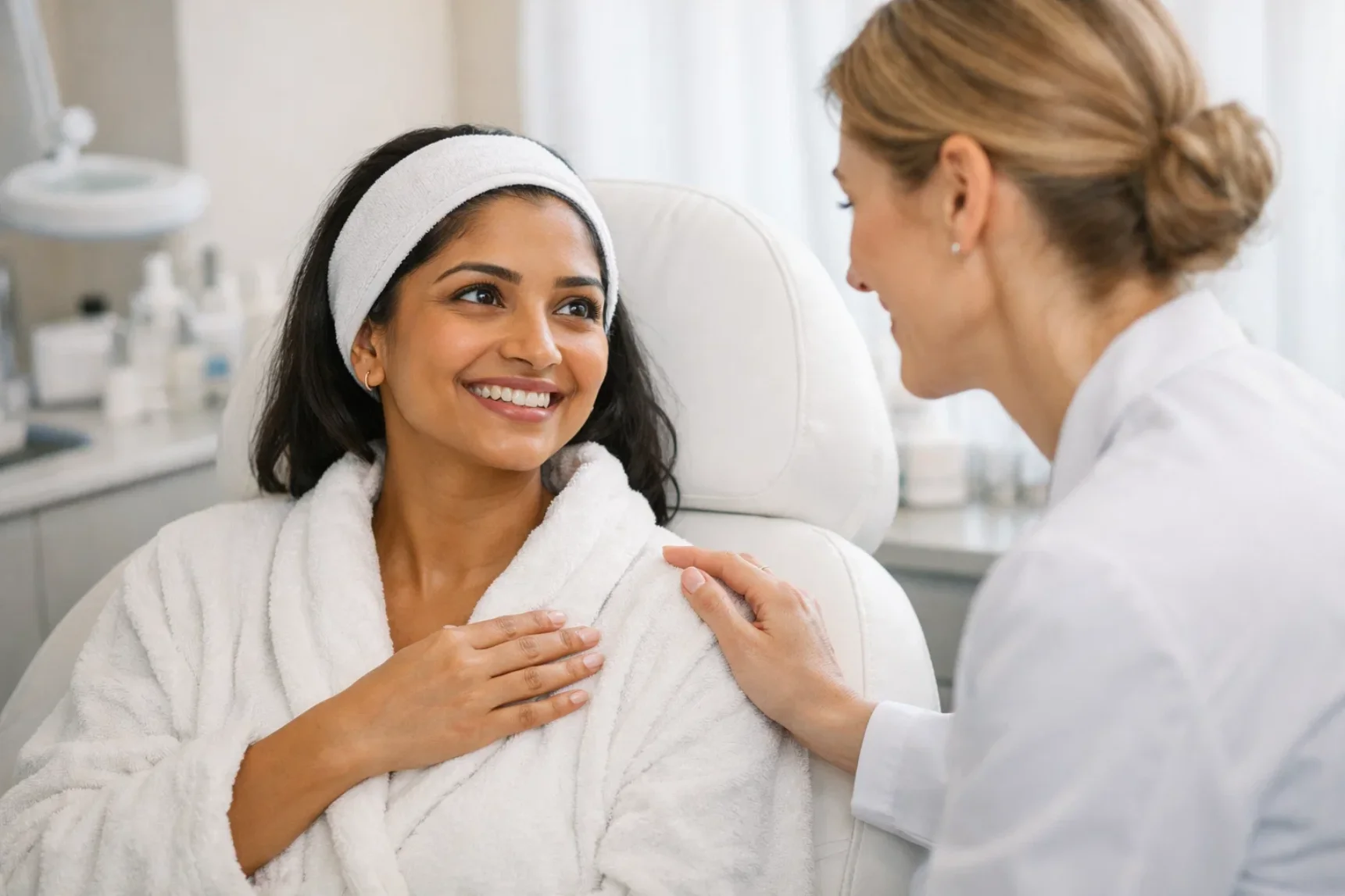 Satisfied patient during follow-up consultation at Mayflower Aesthetic Clinic Ahmedabad