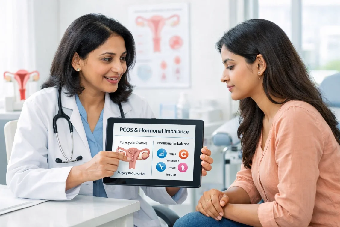 Doctor explaining PCOS as a cause of irregular periods