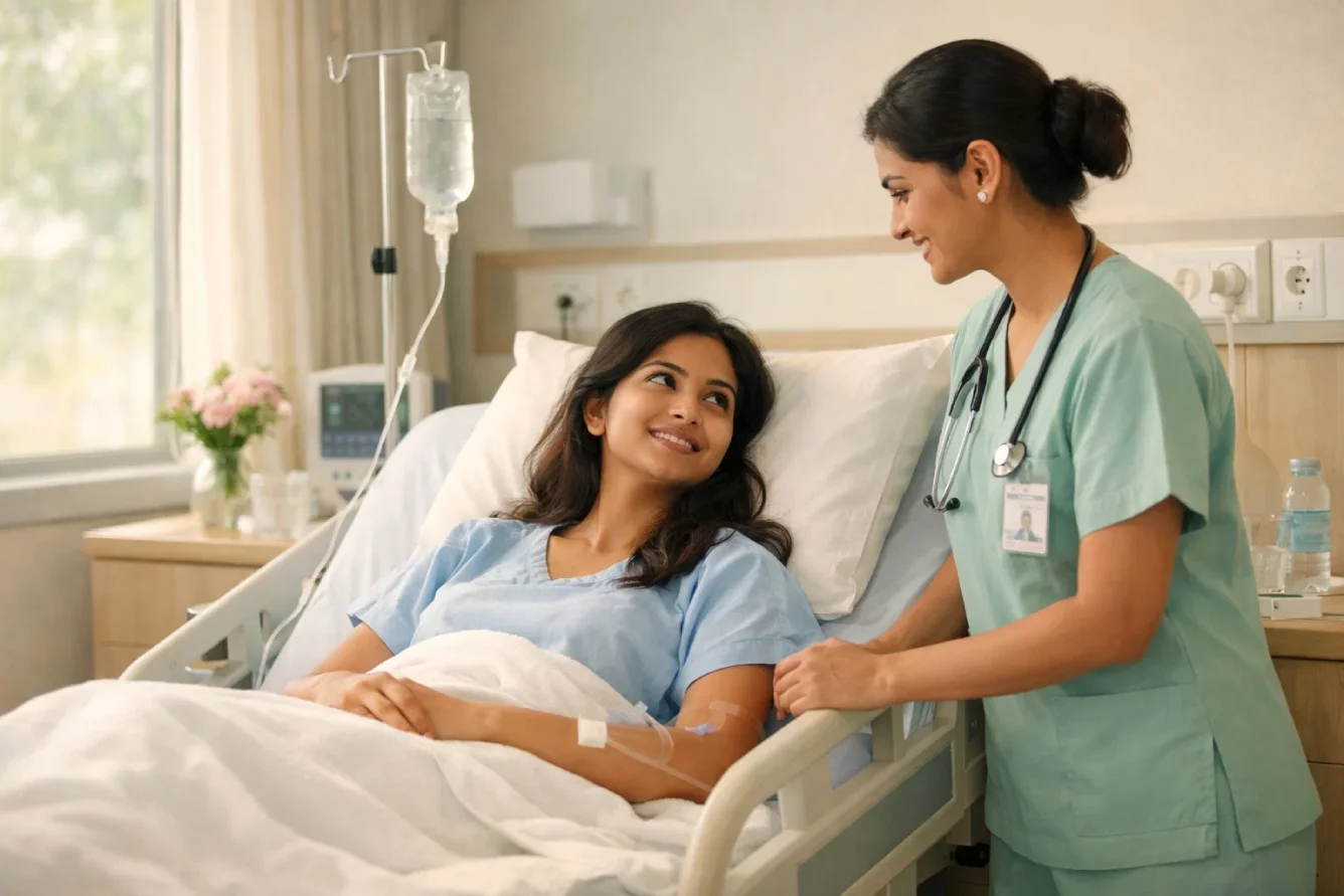 Patient recovering after laparoscopic endometriosis surgery