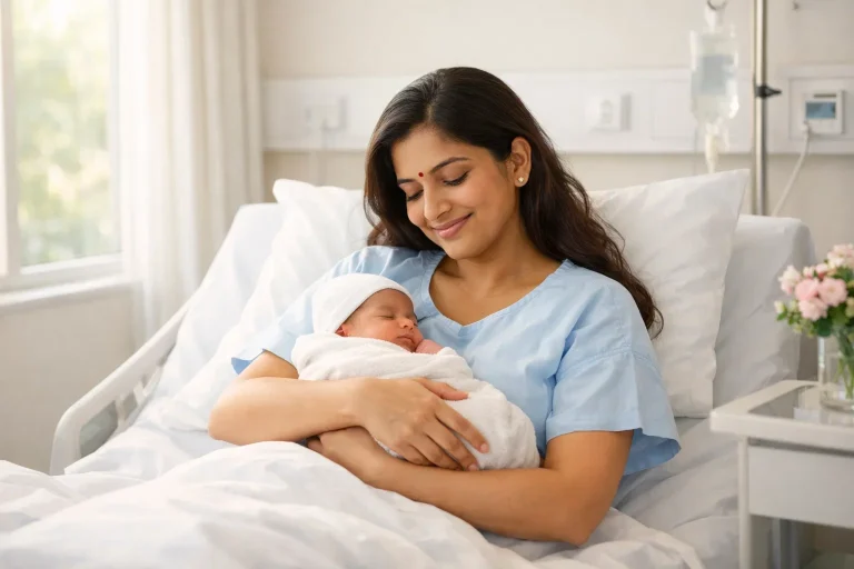 Postpartum recovery care for a new mother and newborn in a hospital setting